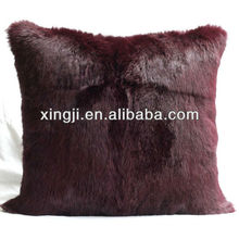 dyed brown color rabbit fur cushion for sofa